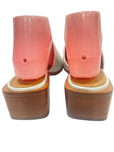 FRYE Lucia  Women’s White Leather Sandals Casual Summer Mules Size 7.5 M