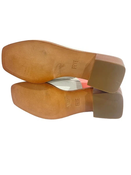 FRYE Lucia  Women’s White Leather Sandals Casual Summer Mules Size 7.5 M