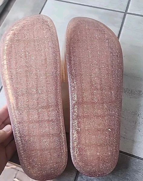 Kate Spade Splash Women's Size 9 Front Flower Glitter Jelly Slide Sandals Shoes