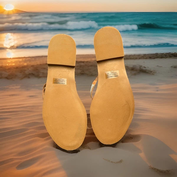 Steve Madden Skyler Black Fashion Flat Embellished Slip On Sandals, Size 8