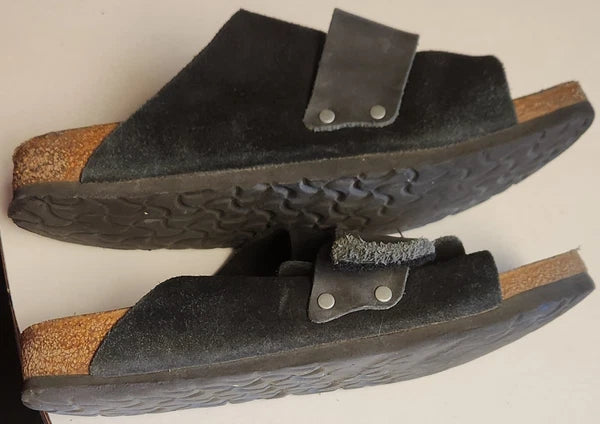 BIRKENSTOCK Flip Flop EUR 41 265 L10 M8 Black Straps Brown Sandals Strap Shoes