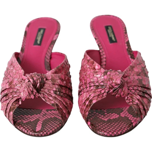DOLCE & GABBANA Shoes Pink Python Leather Kitten Heels Slides EU37/US6.5 1200usd
