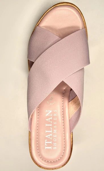 ITALIAN SHOEMAKERS NIB $120 NAIBE  CRISSCROSS PINK PLATFORM SLIDE SANDAL. 8.5 M