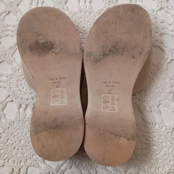 Rag & Bone Platform Sandals Ivory Leather Slide Slip On Flat Cork Mid 7 Women 37