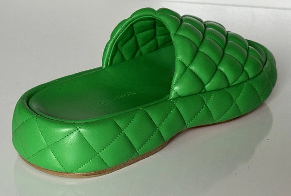 NIB $1450 Bottega Veneta Green Quilted Leather Padded Sandals 10 US 708885 IT