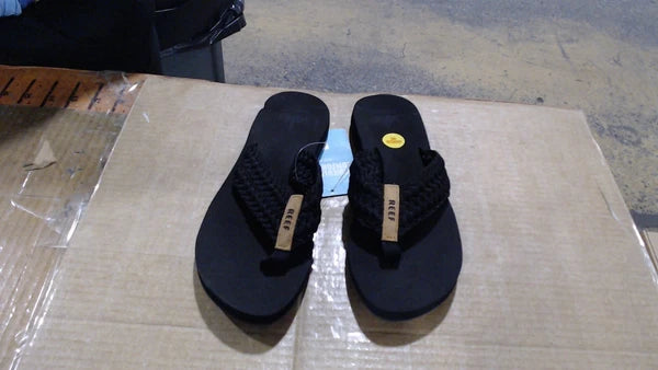 LikeNew_Reef womens Cushion Threads Flip Flop, Black, 8 _Black_8