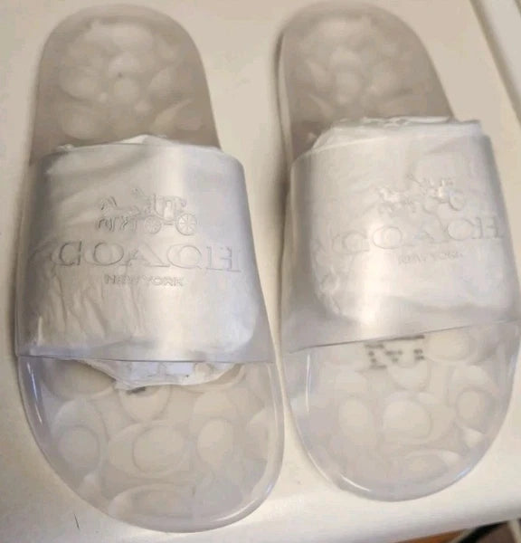 Coach C3068 Ulyssa Women Size 6 Rubber Jelly Slides Sandals Slip On New with Box