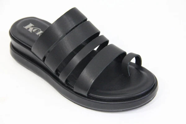 Korks Mya Sandals 6 New Women Wedge Heel Platform Shoe Y2K style Black Leather