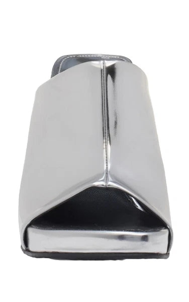 Stella Mccartney Ladies Silver Metallic Elsa Mirror Slide Sandals Mules, 39, 9