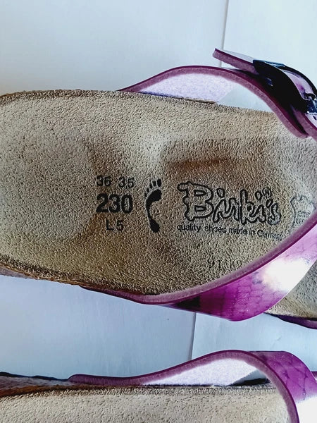 Birkenstock Birkis Sandals Women's 5 36 Purple Snakeskin Print Sandals Shoes