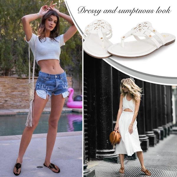 Athlefit Womens Flat Sandals Leather Comfortable Flip Flops Thong Size 11