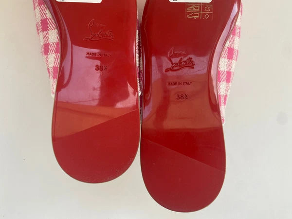 Christian Louboutin NAVY COOLITO Check Mules Slippers Slides Sandals  38.5 $750