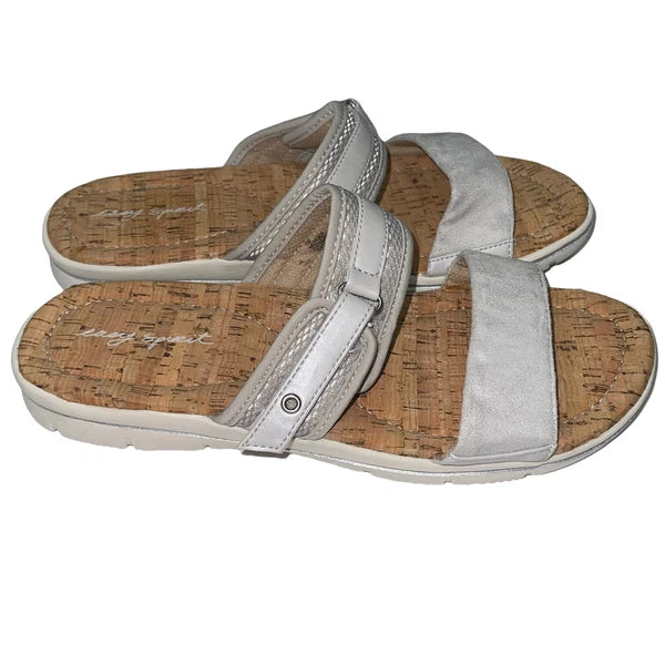 Easy Spirit Sandals Blue or  Silver Slides Cork Adjustable Lightweight Nautical