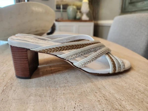 Eric Javits 10.5 N Cross Strap Block Heel Sandals Worn 1X