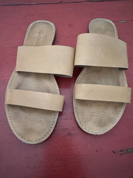 Madewell Charley Double-Strap Slide Sandals Desert Camel Brown Women's Size 8