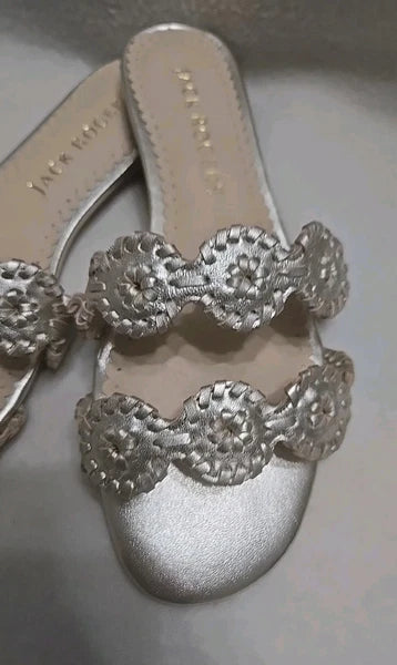 Jack Rogers Leather Slide Sandals Shoes Pale Gold  Women's Size 7M