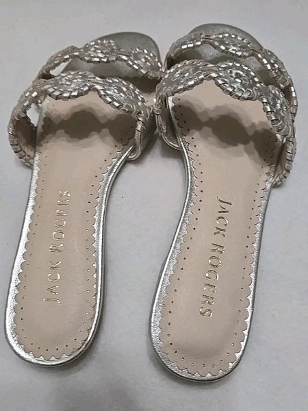 Jack Rogers Leather Slide Sandals Shoes Pale Gold  Women's Size 7M