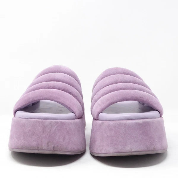 Free People Women Almost Paradise Platform Sandals Purple Suede Slides Sz 36 / 6