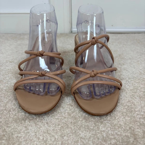 Schutz Princey Strappy Block Heel Slide Sandals Leather Size 9