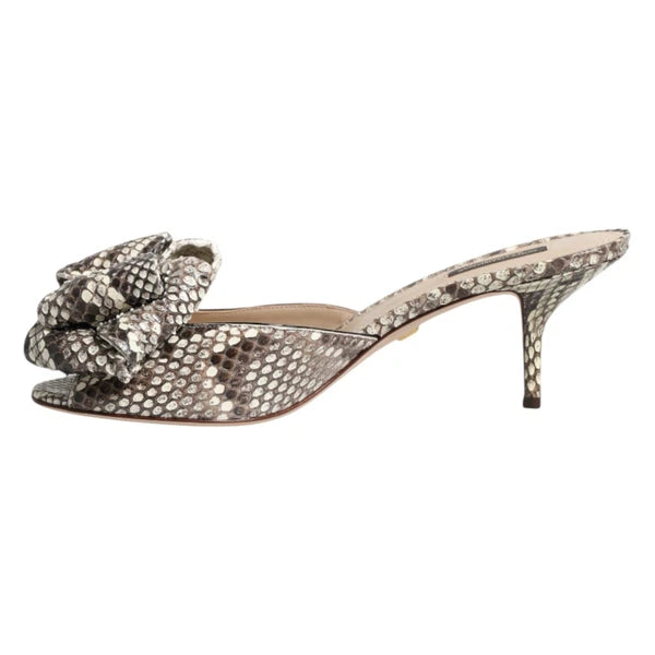 DOLCE & GABBANA Shoes Multicolor Keira Bow Leather Peep Toe Mules EU39 / US8.5