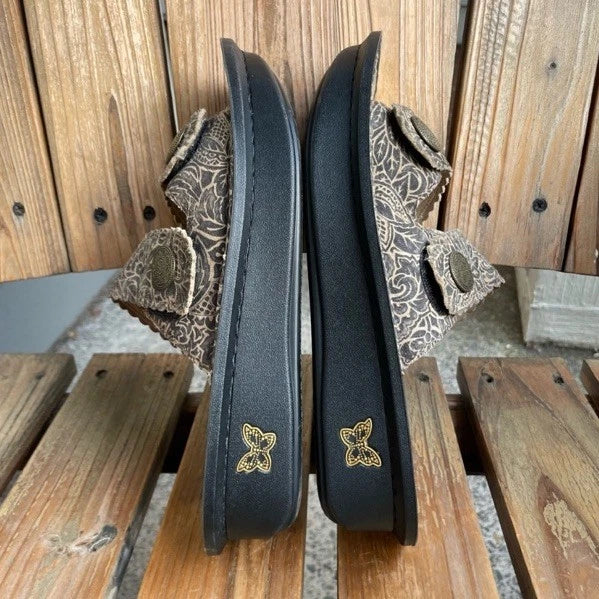 Algeria Leather Adjustable Slide Sandal Sandra Freedom Rock Comfort Brown Size 9