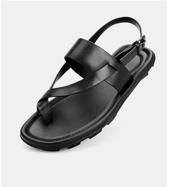 Roman Style Open Toe Sandals Slingbacks Casual Real Leather Mens Shoes Flats New