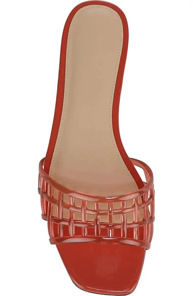 Jelly Slides Sandals for Women Clear Hollow Slip on Mesh Jelly Flats Sandals ...