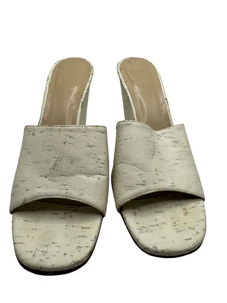 Maryam Nassir Zadeh Wedge Heel Slip On Sandal Burch White EU Size 37.5 US Size 7