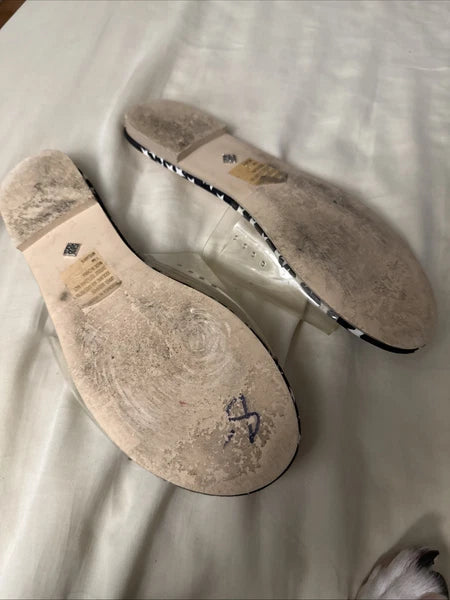 Nanette Lepore Women's Sandals Jeweled Transparent Star Flats Slip On Sz 7.5