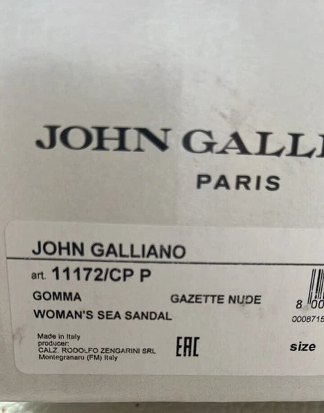 NIB John Galliano NUDE Gazette Sea Sandals Slippers  size 38(7) Made in Italy