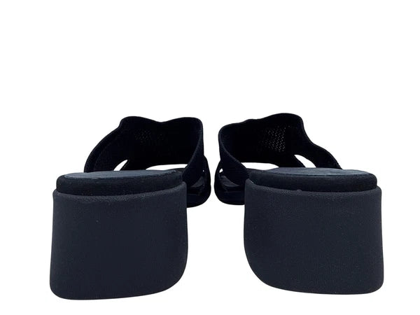 Eileen Fisher Womens Naja Stretch Knit Block Heel Slide Sandals 8.5 M Black