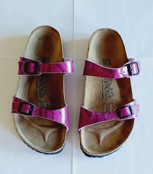 Birkenstock Birkis Sandals Women's 5 36 Purple Snakeskin Print Sandals Shoes