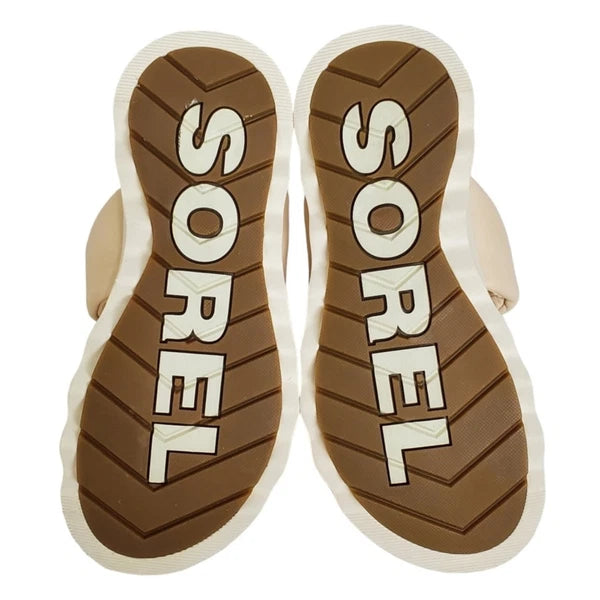 Sorel viibe puff twist platform sandals blush leather slip on double strap comfy