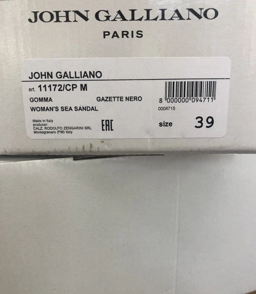 JOHN GALLIANO PARIS Newspaper Gazette Sea Sandals Beach Pool Slides EU 39 *Italy