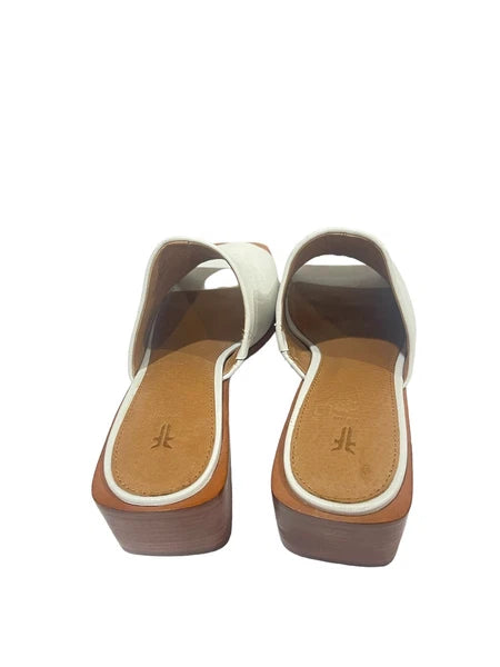 FRYE Lucia  Women’s White Leather Sandals Casual Summer Mules Size 7.5 M