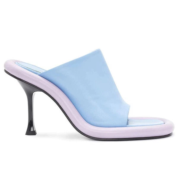 Summer Women's High Spool Heel Mules Dress Slides Slippers Party Sandals Fashion