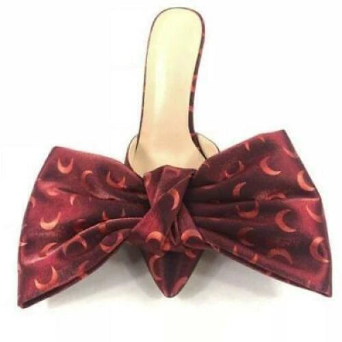 Fashion Womens Pointy Toe Big Bowknot Mules High Stiletto Heel Slippers Party