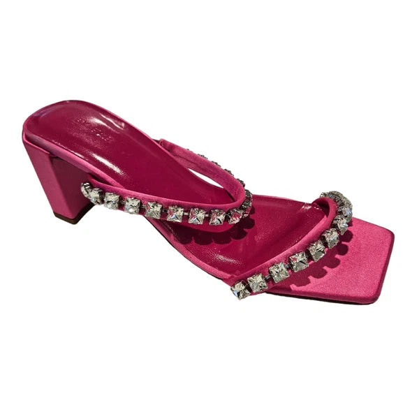 BY FAR Tanya Crystal Embellished Fuchsia Pink Mule Sandals 37 / Size 6 US $504