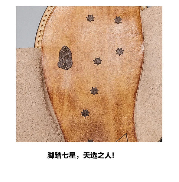 Roman Style Mens Women Real Leather Open Toe Slipper Sandals Flats Shoes Outdoor