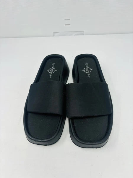 Sole Mates Black Slip On Platform Wedge Slides Sandals Womens Size 7