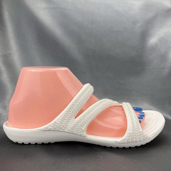 Crocs Kadee II Strappy Sandals Women's 7 White Jewels Summer Slides 211350-100
