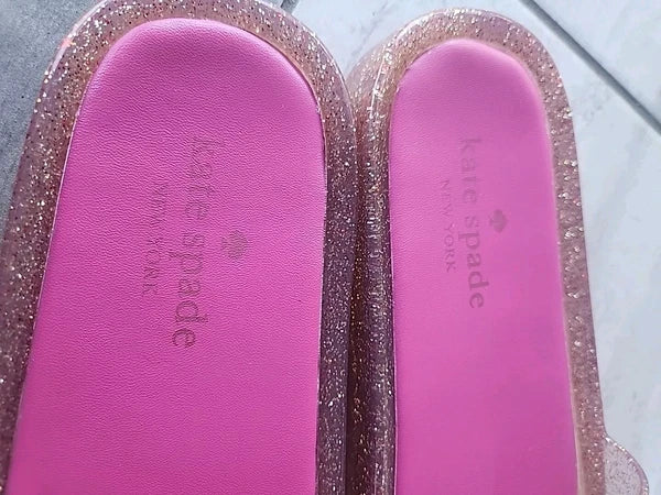 Kate Spade Splash Women's Size 9 Front Flower Glitter Jelly Slide Sandals Shoes