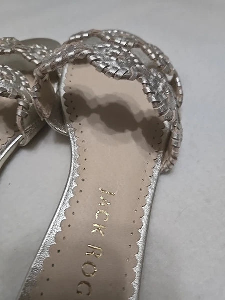 Jack Rogers Leather Slide Sandals Shoes Pale Gold  Women's Size 7M