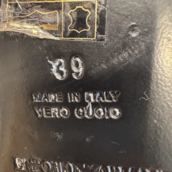 Emporio Armani Women’s Open Toe Slide Mules Brown Leather Size US 9 EU 39