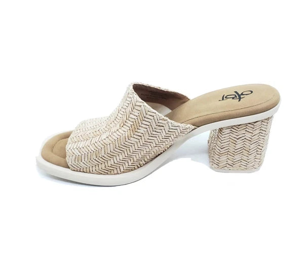 Bravura Woven Slide Sandals Natural Raffia Block Heel Womens Size 10M