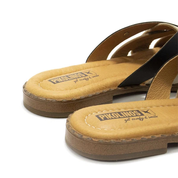 New Pikolinos Algar Leather Slide-On Strap-Design Women’s Flats