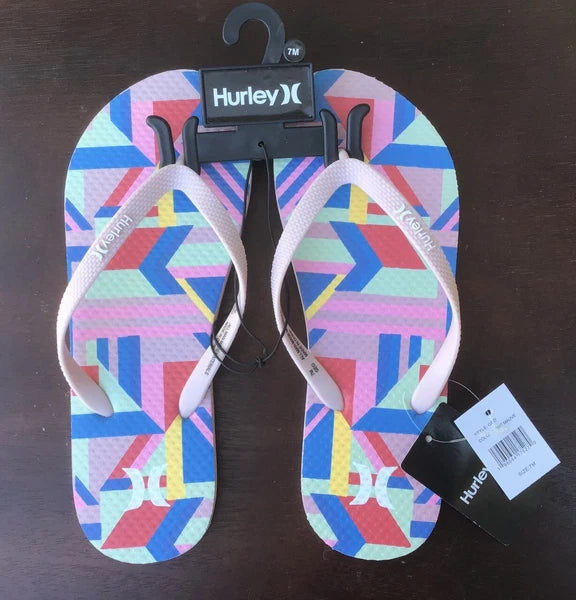 New  Women's Hurley Geo Style Flip Flop Sandals Thong - Pick Style & Size!