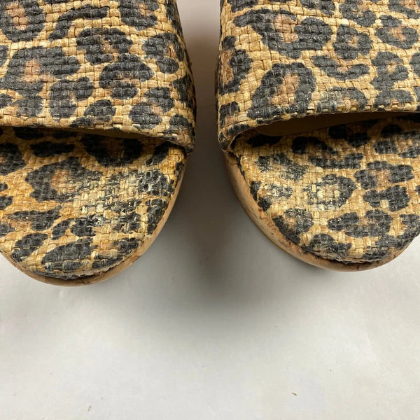 Stuart Weitzman Flatout Leopard Print Wedge Sandal Slide Women's Size 8
