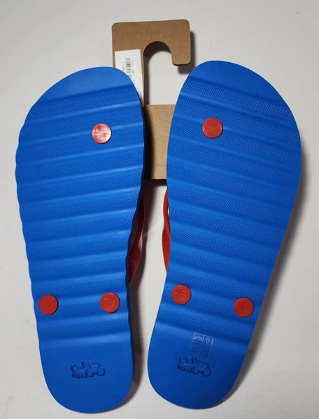 Coach New York Women's  Flip Flop Sandals Stripe Print Red White Blue Size 8 NWT