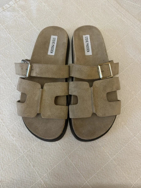 Steve Madden Mayven Suede Slide Sandals Taupe SIze 9.5